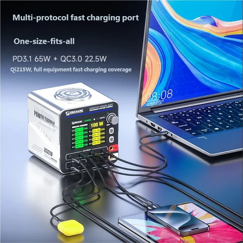 MECHANIC Power 200 Desktop Fast Charging Power Station for Mobile Phone Tablet Multi-port Desktop Charging Station Power Supply