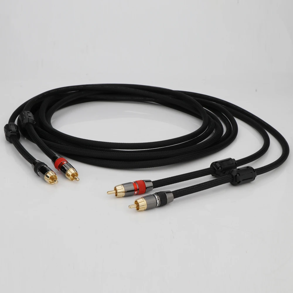 Paar 2RCA zu 2RCA Verbindungskabel 6N OFC Versilbertes RCA-Audiokabel für Heimkino DVD TV Verstärker CD – Detail 15