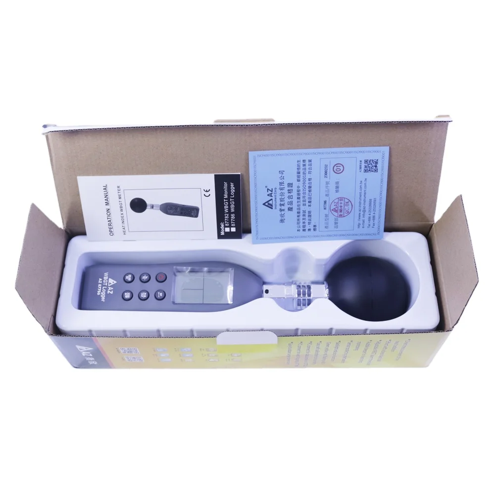 AZ87786 Handheld WBGT Datenlogger Wet Bulb Globe Temperature Meter WBGT Recorder Temperature Humidity Meter