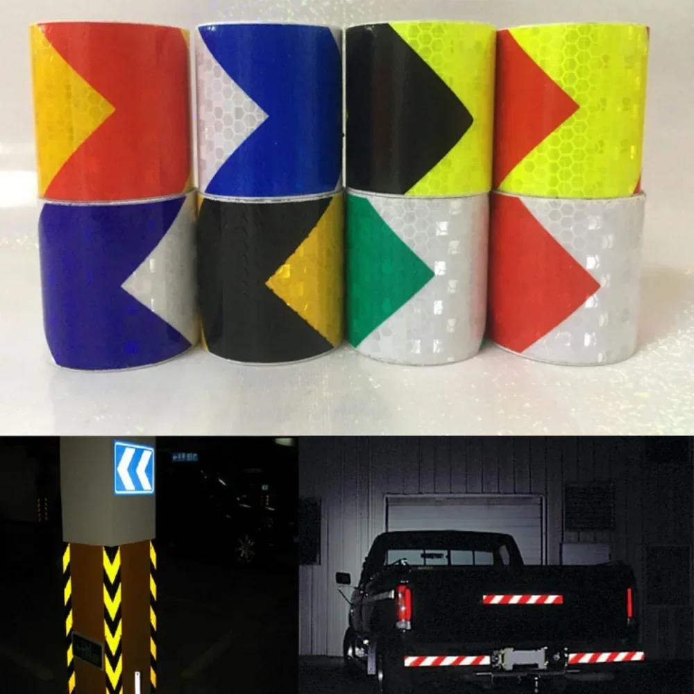 5cm*300cm Arrow Reflective Tape Safety Caution Warning Reflective Adhesive Tape Sticker For Truck Motorcycle Bicycle Car Styling