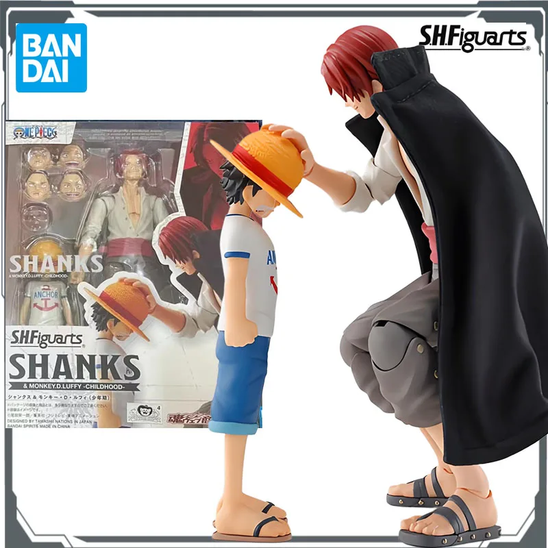 Bandai Original S.H.Figuarts Shanks y Monkey D. Luffy altura máxima 16,5 Cm figura ensamblaje modelo juguetes modelo regalos para niños