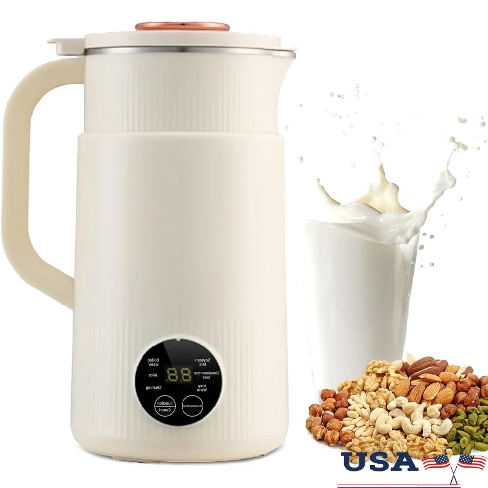 

Automatic Nut Milk Maker 27oz Low Noise Soy Milk Machine with 8 Blades Smoothies Juices Milkshakes 12 Hour Reservation