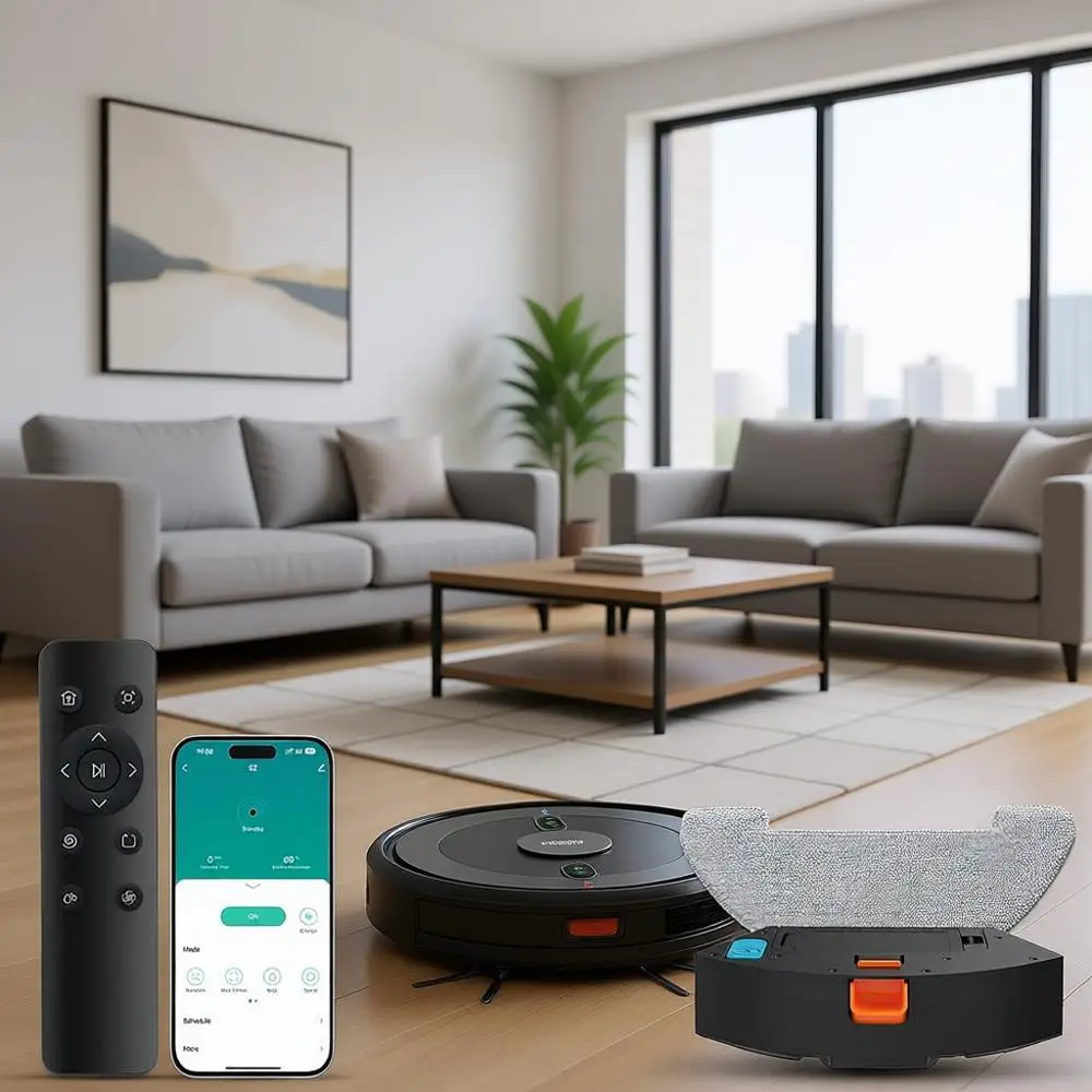 

2500Pa Suction Robotic Vacuum & Mop Combo: Alexa/APP/Remote Control, Schedule Cleaning, Self-Charging, Slim for Hard Floors & Lo