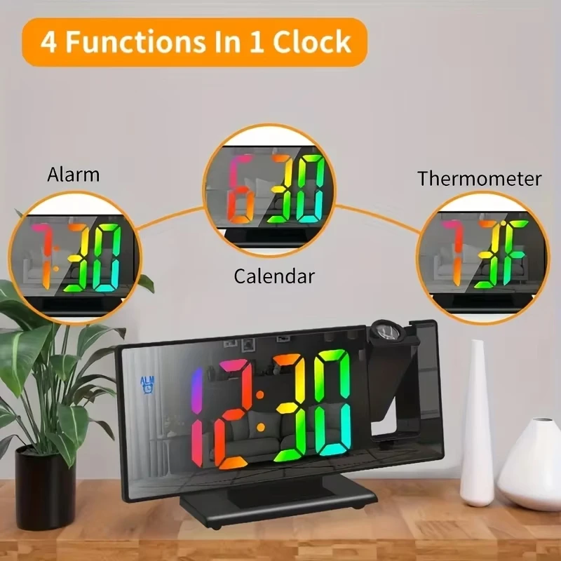 1PC Digital Alarm Clock with Projection Support Backward Projection Forward Projection Temperature Display Adjustable Bright