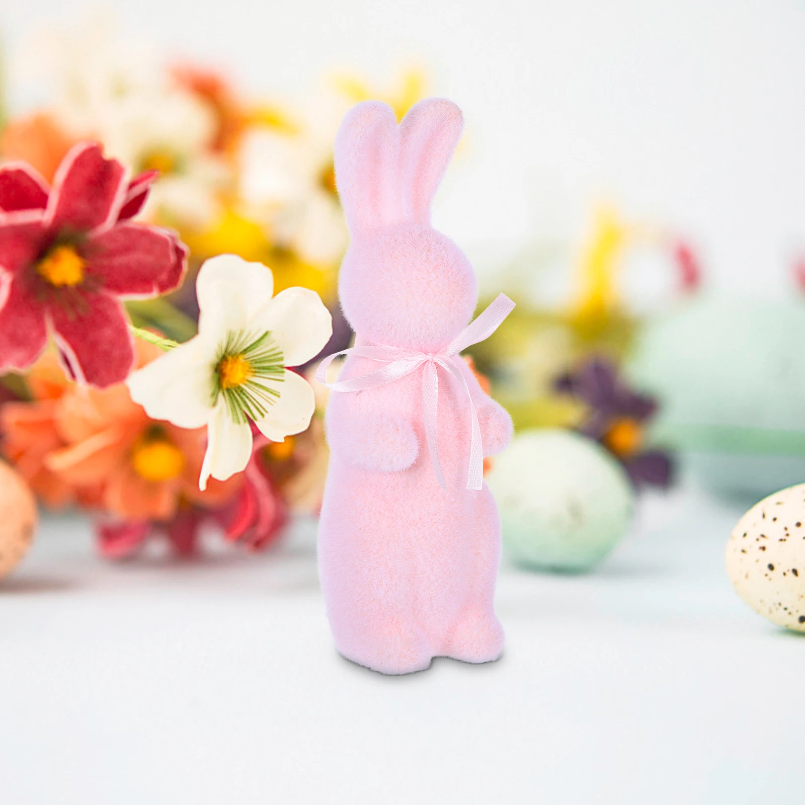 Estatua de conejito de Pascua, decoración de mesa, figuras de adorno artesanal, manualidades de conejitos, conejo Artificial
