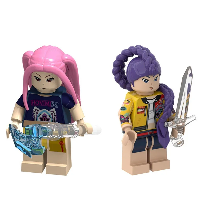 Mainan Blok Bangunan Boneka Kartun KPOP Demon Hunters, Figur Aksi Mini Kawaii, Mainan Perakitan Kepala, Mainan Edukasi Anak, Hadiah