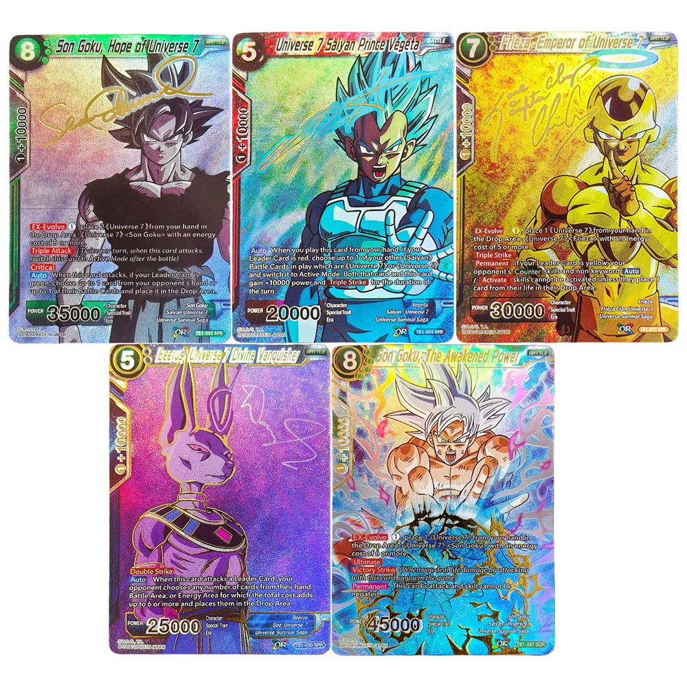 DIY Proxy Dragon Ball English Son Goku Frieza Beerus Vegeta Universe 7 Tournament of Power DBS-TB01 Game Collection Card Toy