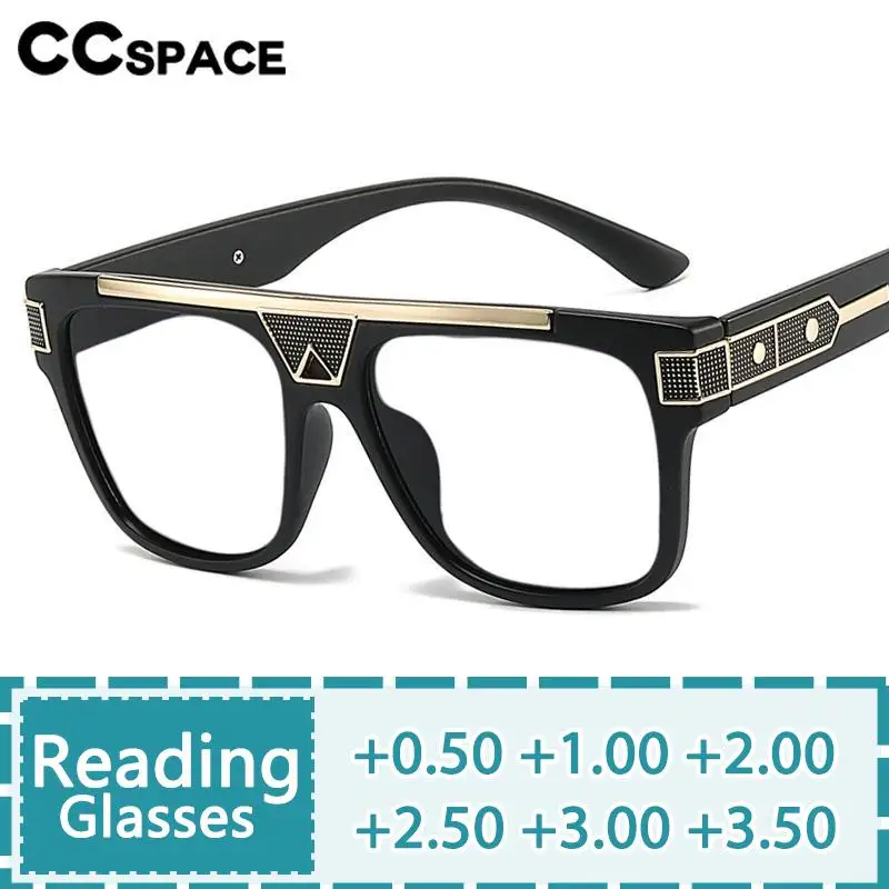 R57330 Luxury Large Frames Reading Glasses Vintage Rivet Optical Presbyopic Spectacles Dioptric +50 +100 +200 +300