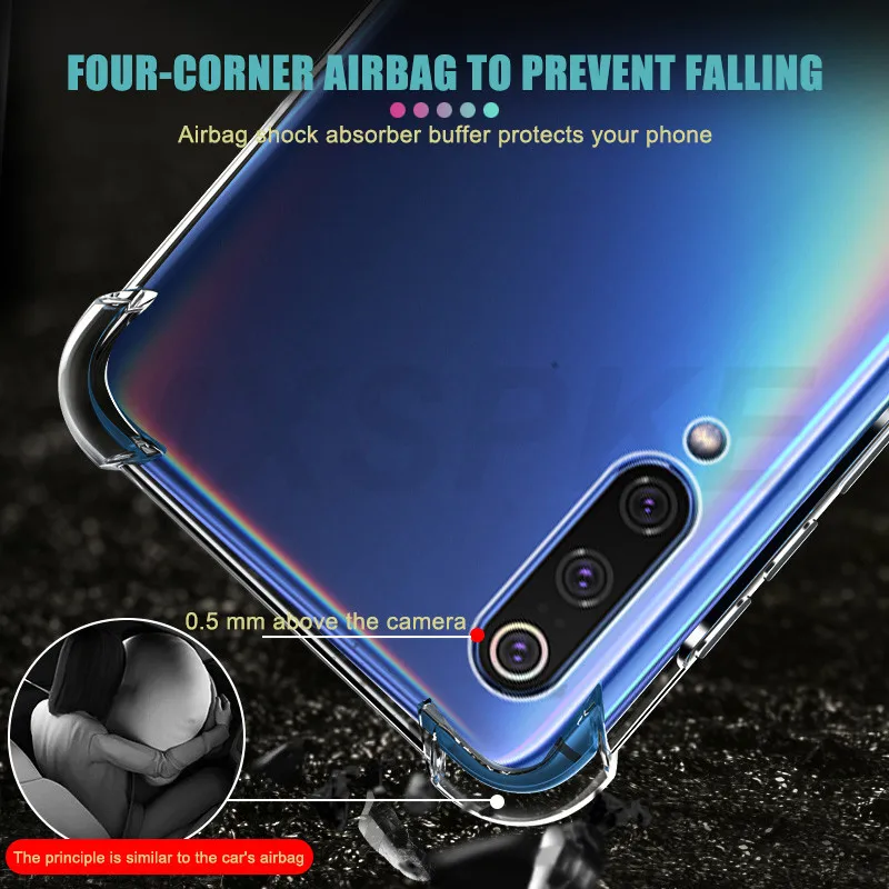 Luxury Shockproof Silicone Phone Case For Xiaomi Mi 9 8 A3 A2 10 11 Lite Case Xiaomi Mi 9 8 SE 9T 11X 10T Transparent Back Case