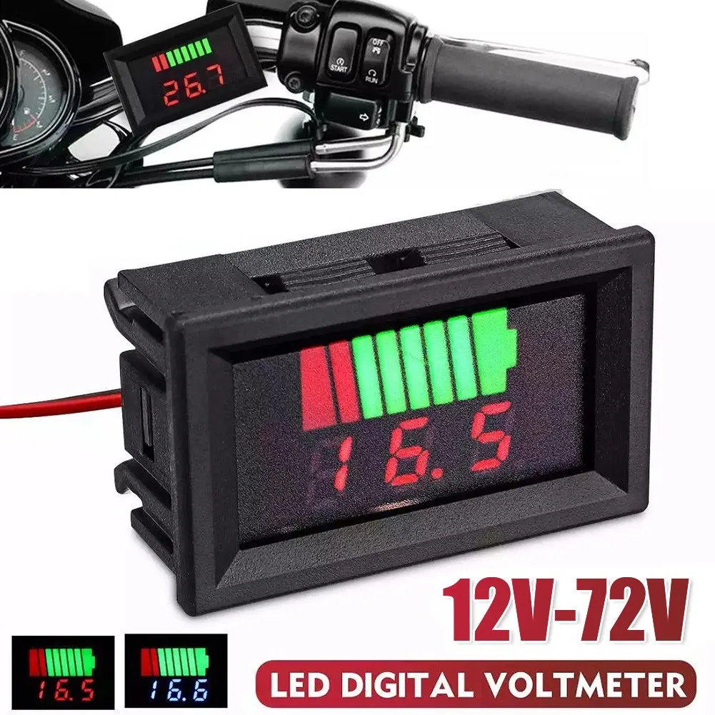 Digital Voltmeter 12V-72V LED Display Digital Voltmeter Voltage Meter Battery Gauge Detector For Car Marine Motorcycle