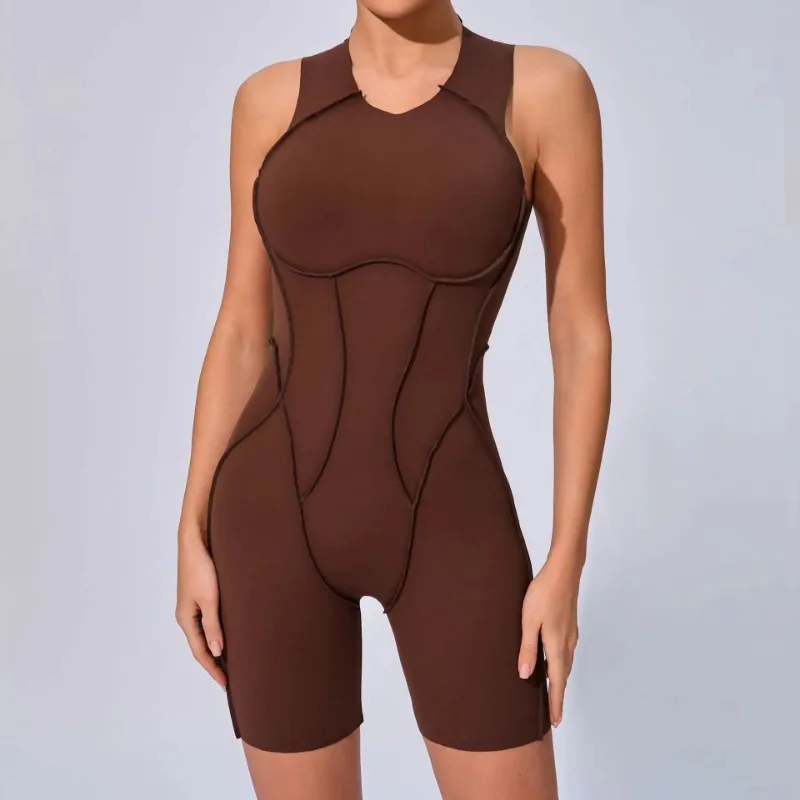 New Three-dimensional Line Tight Sports Fitness Yoga Jumpsuits Hip-lifting Open Back High elasticity Outdoors Gym Bodysuit Women