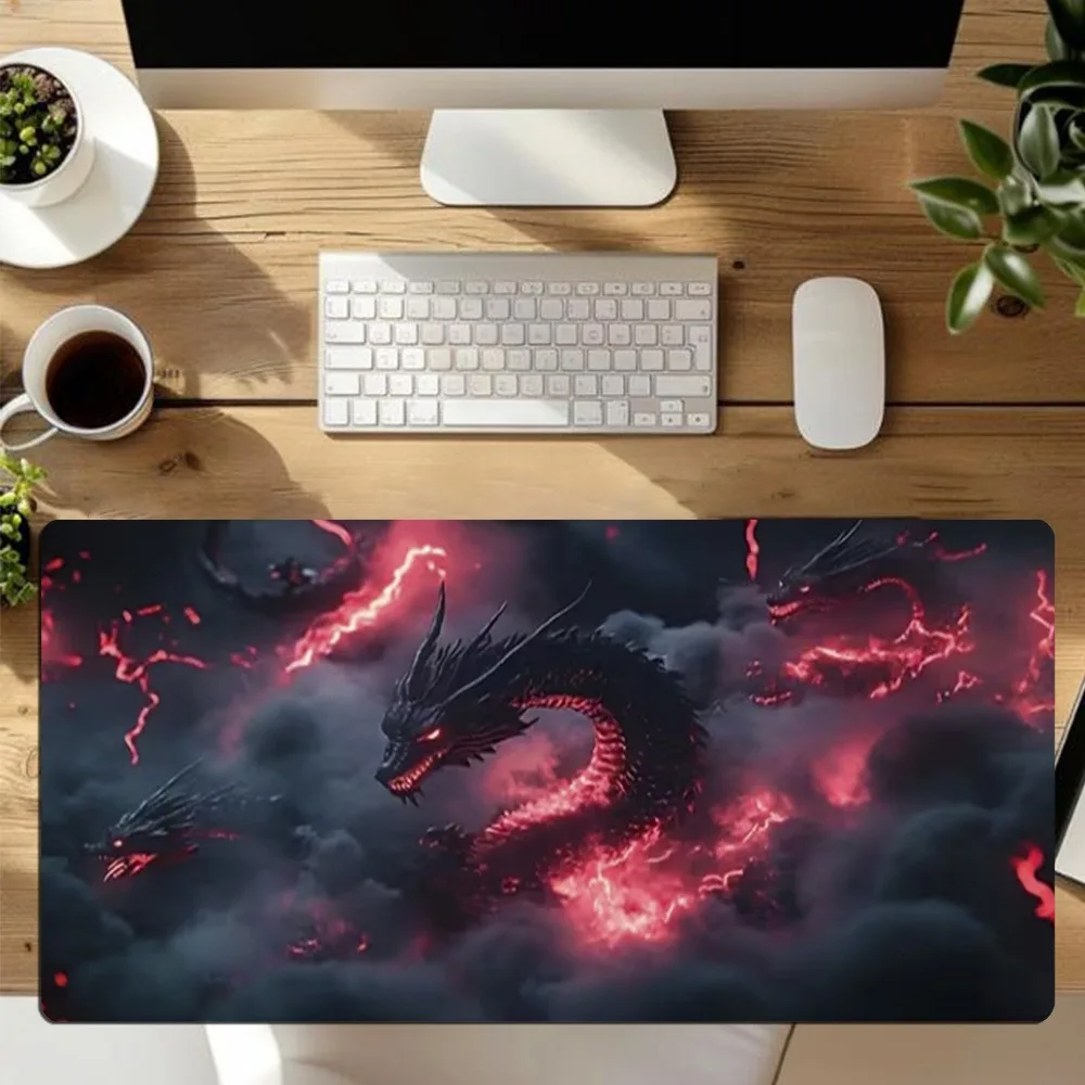 Esports game mouse pad,featuring Red Flame Multiheaded Dragon artistic design alfombrillas gaming alfombrillas para escritorio view 2
