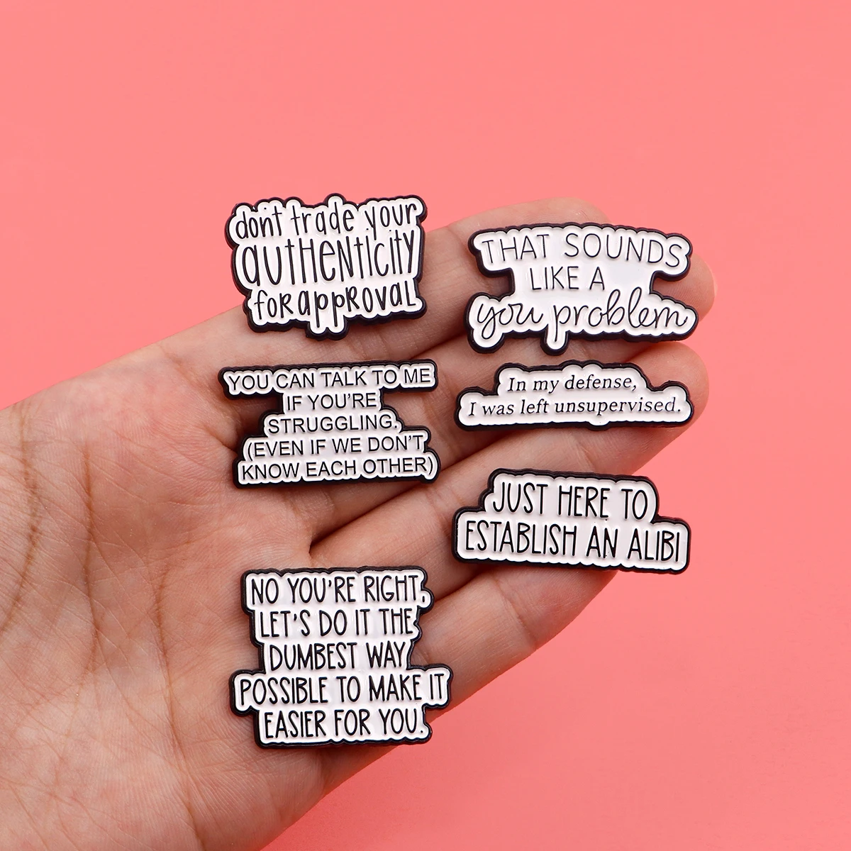 Quotes Enamel Pins Cartoon Women\'s Brooches Men Lapel Pins Letters Badge on Backpack Costume Accessories Phrase Jewelry Gifts