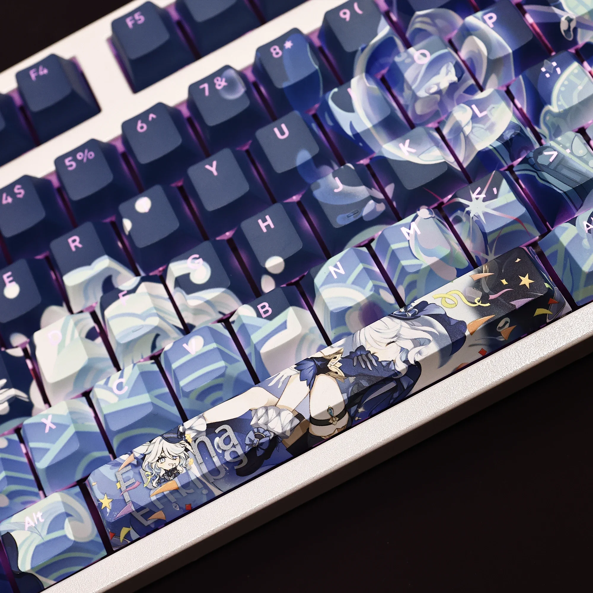 Furina 108 Keycaps Genshin Impact Game PBT DYE Sublimation Light Transmitting Cherry Switch Cross Key Cover Mechanical Keyboard
