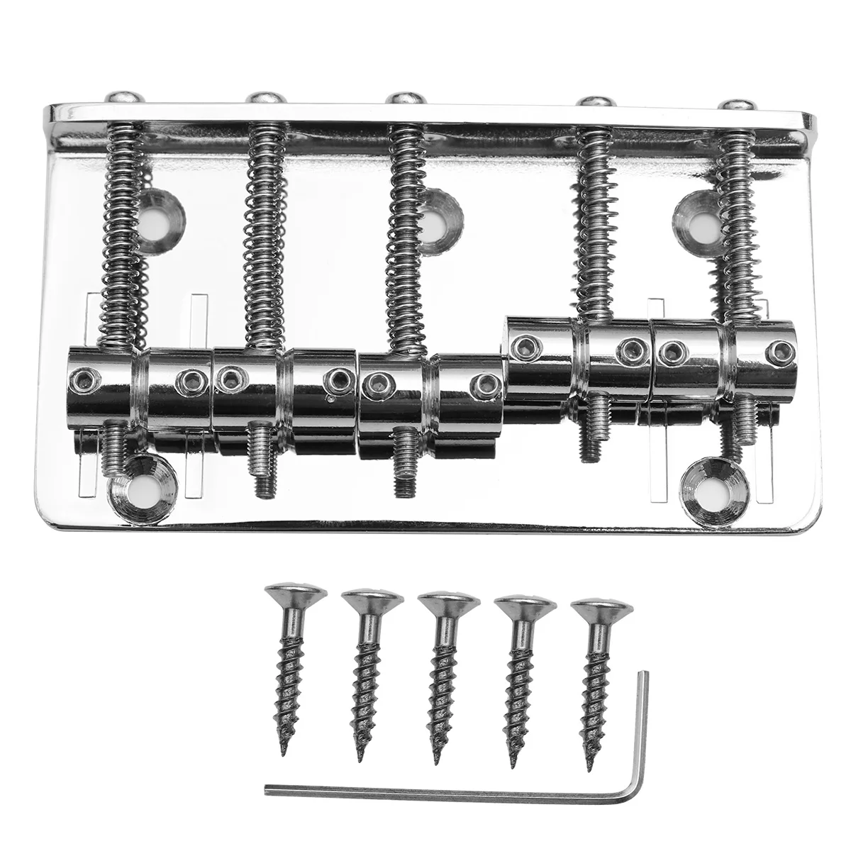 

1Set 5 String Ukulele Metal Saddle Bridge Strain Plate Bridge Easy Mount Vintage Look Guitar Replacement Silver