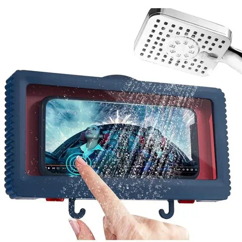 

Liner Tablet or Phone Holder Waterproof Case Box Wall Mounted All Covered Mobile Phone Shelves Self-Adhesive Shower Accessories