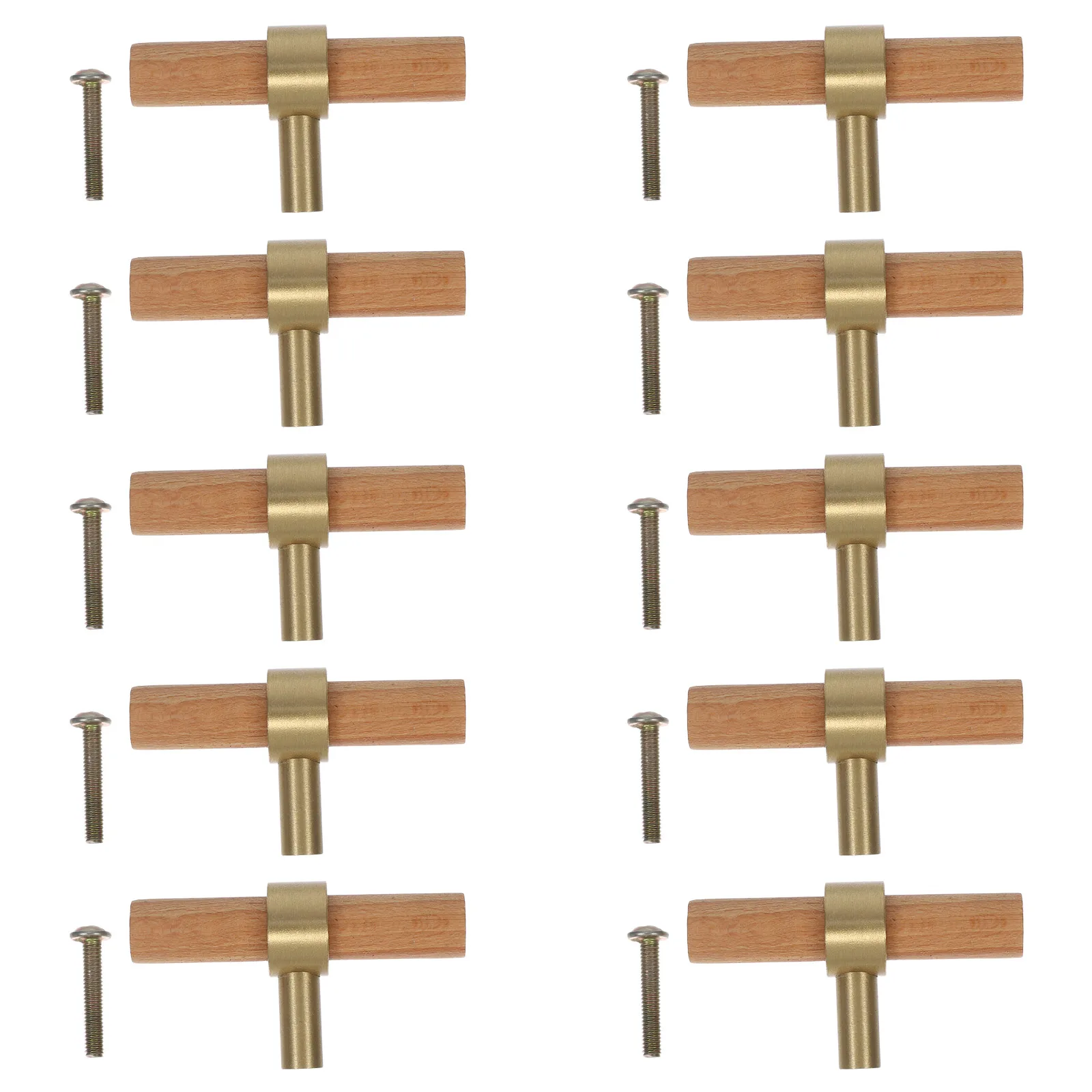

10 pcs Wooden Cabinet Door Handle Solid Wood Metal Durable Natural Vintage Dresser Pulls Wardrobe Closet Hardware