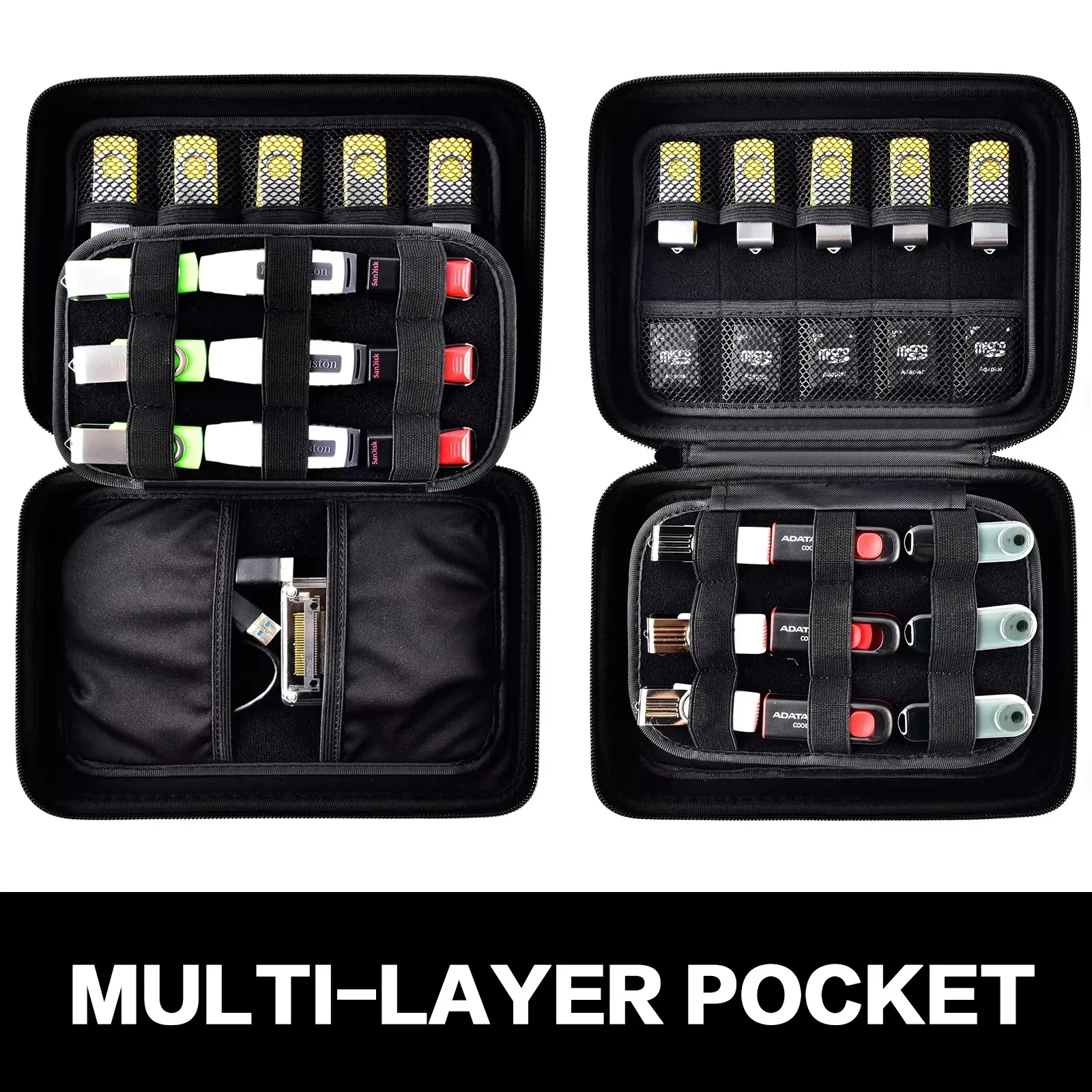 (Case Only) USB Flash Drive Case - Thumb Drive Holder Organizer, Memory Card SD SDXC SDHC Card Storage Bag