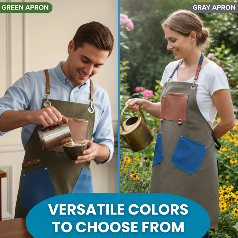 

Vintage Multi-Pocket Work Apron - Durable & Adjustable for Craftsmen, Baristas, Gardeners and Hairstylists