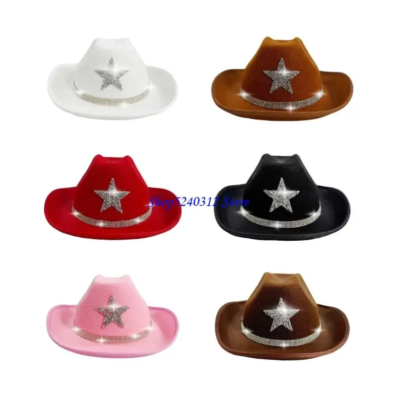 Chapeaux Cowboy occidentaux en scintillants, couvre-chef Cosplay classique pour enfants 634C