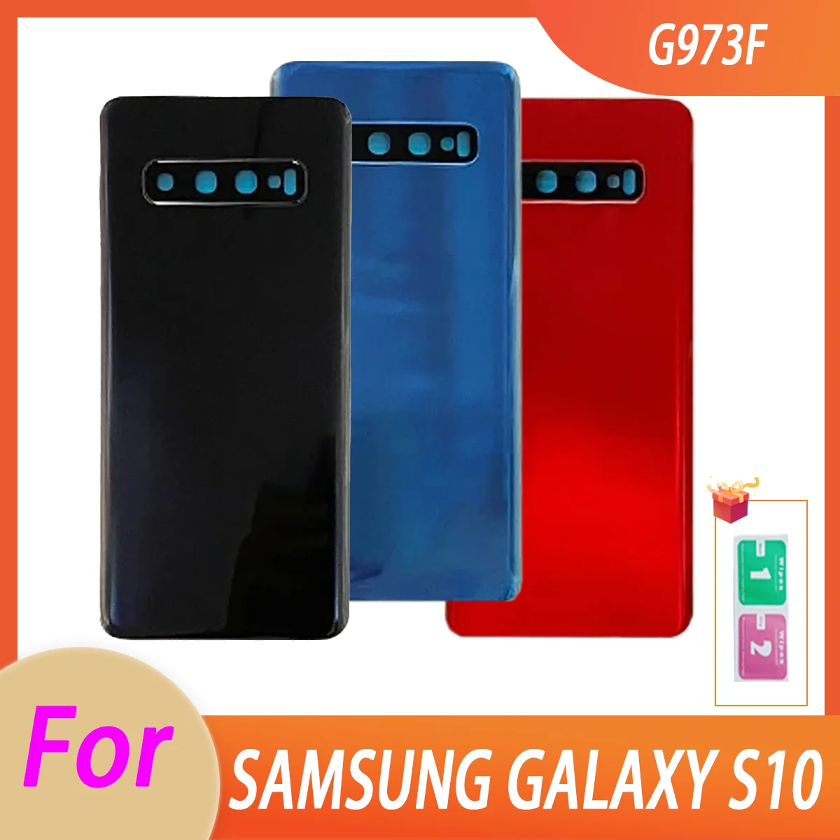 New For Samsung Galaxy S10 Battery Black Cover  Panel Rear Door Housing Case Camera Lens Replace