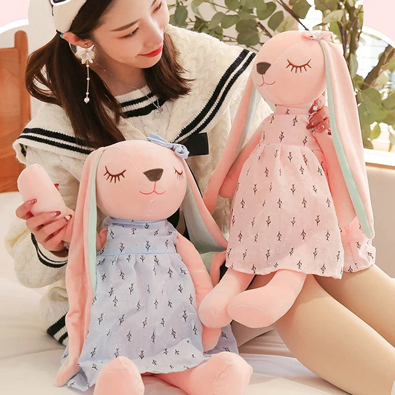 35cm Cute Plush Long Ears Rabbit Toys Doll Cartoon Plush Rabbit Children Sleeping Mate Comfort Doll Throw Pillow Christmas Gitfs