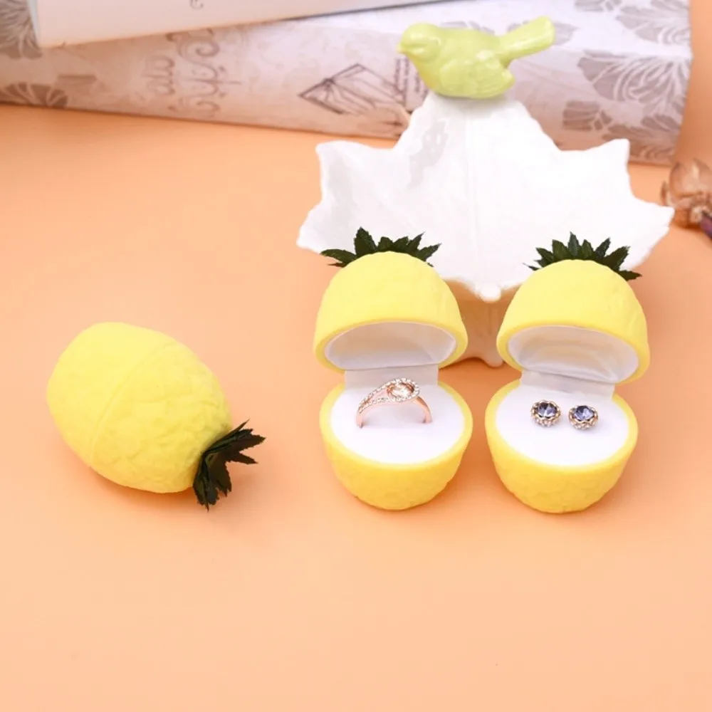 

Мини-органайзер для ожерелья с вишней для предотвращения столкновений, ананас, клубника, фрукты, коробка для колец, оранжевый виноград, флокированная шкатулка для драгоценностей, подарки