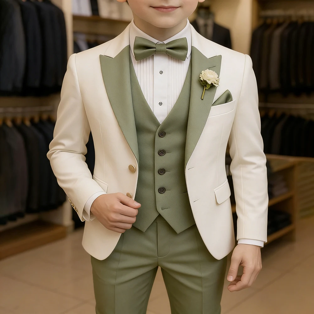 

Роскошные костюмы для мальчиков, комплект из трех предметов, куртка, брюки, жилет, полный комплект, детская одежда высокого качества, детская одежда на заказ на свадьбу