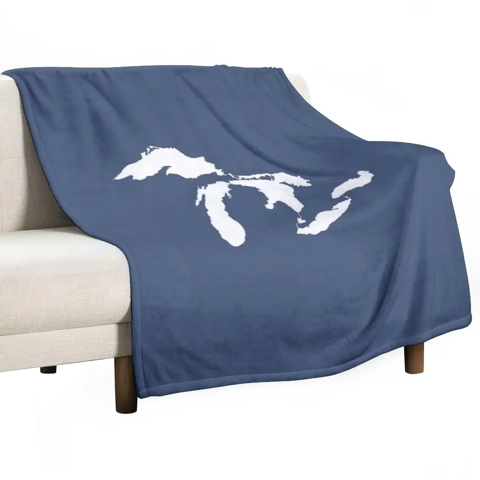 

Great Lakes Outline - White Throw Blanket Decorative Sofa Blankets Sofas Of Decoration valentine gift ideas Polar Blankets