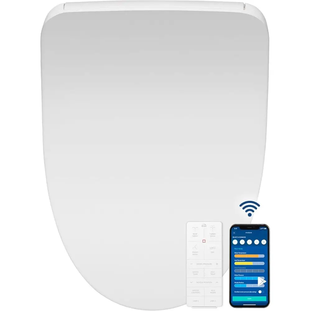 

Умный биде-унитаз BB1200 удлиненной формы, с подогревом воды, сиденьем и функцией сушки, управление через приложение и пульт ДУ