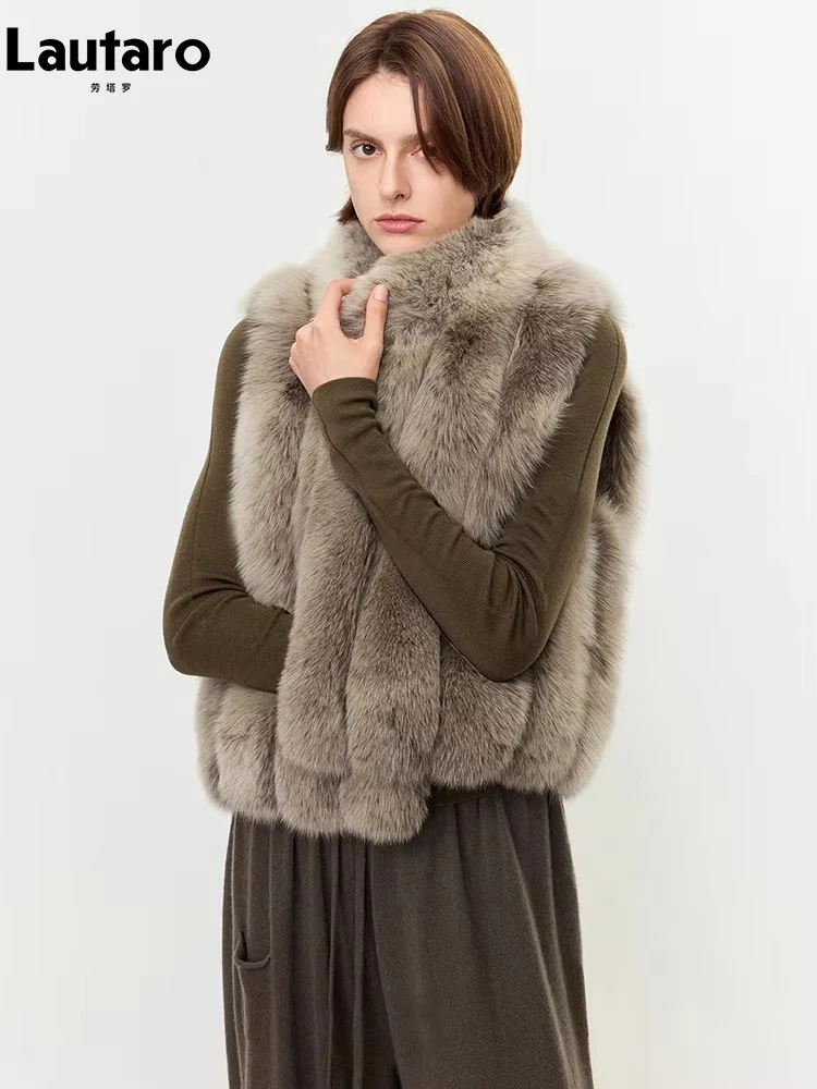 

Жилет Lautaro из искусственного меха, короткий, теплый, мягкий, пушистый, в полоску, для женщин, элегантный, роскошный, шикарный, без рукавов, коллекция Осень-Зима 2026