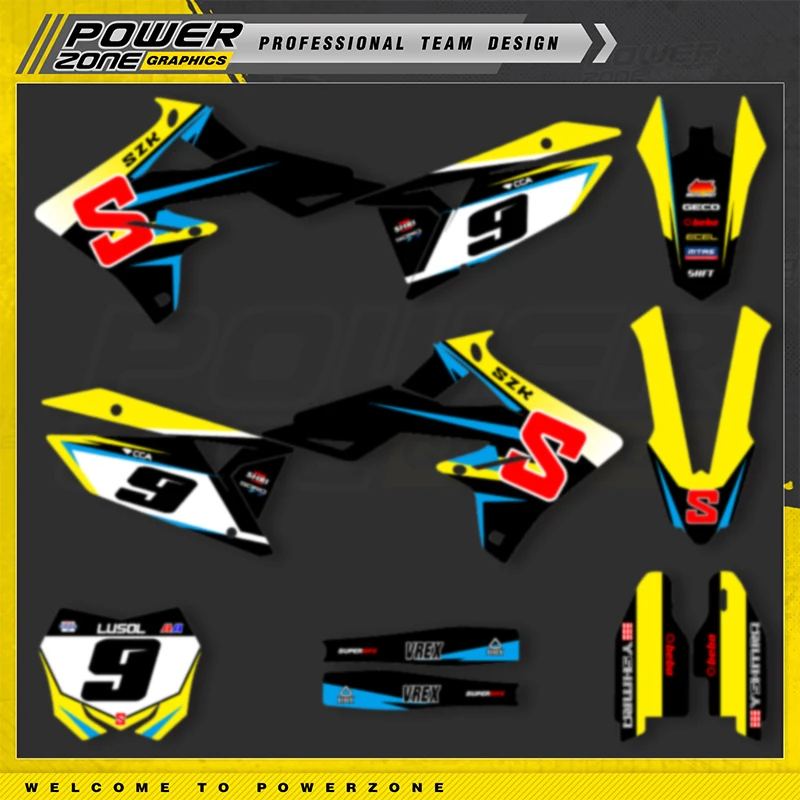 

POWERZONE для SUZUKI RMZ 250 450 2018-2022 RMZ индивидуальный графический защитный комплект на заказ для 3M внедорожных мотоциклов, наклейки 07