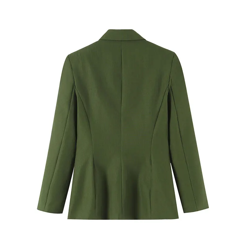 Nlzgmsj 2026 Autumn Women Vintage  Lapel Collar Single Breasted Slim Waist Green Coat Elegant Autumn Elegant Outerwear
