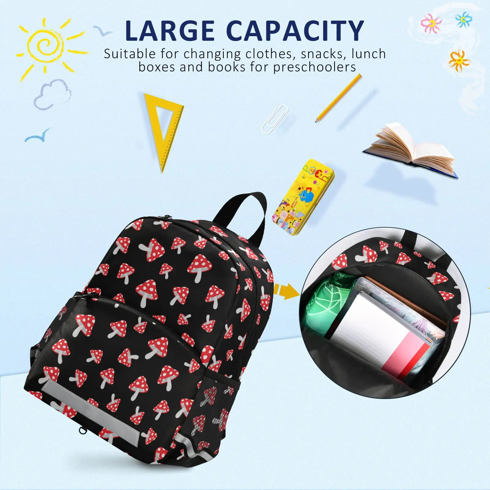 New Children School Bags Comfortable Kids Toddler Backpack Mushroom Kindergarten Preschool Bag 3-8 Years Old Schoolbag For Girls