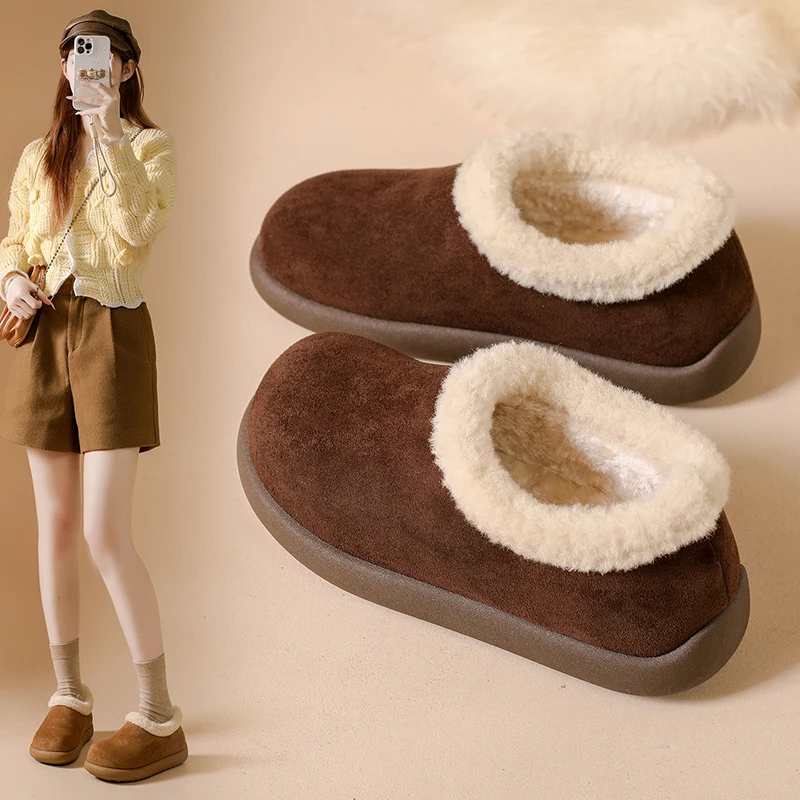 

Cotton shoes, warm boots, fleece-lined versatile snow boots with fur trim, F5852