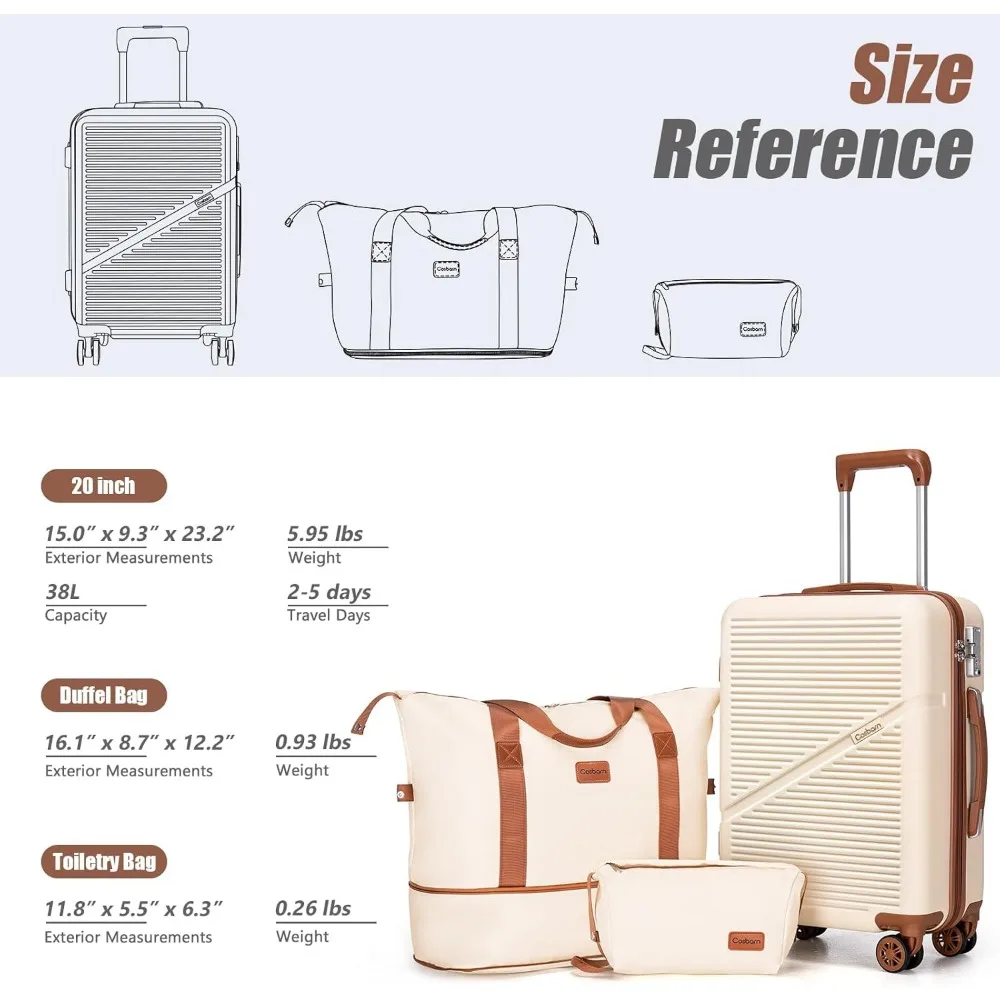 Lightweight ABS 20 Inch Carry-On Luggage with Wheels, Airline Approved, 22x14x9 Inches, Ideal for Travel Suitcases