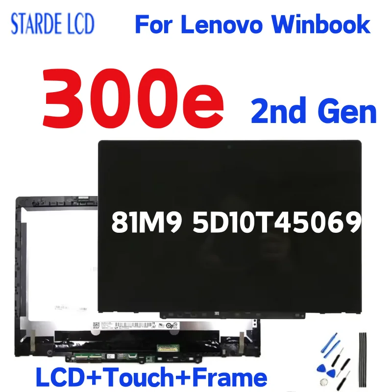 

11.6inch For Lenovo Winbook 300e 2nd Gen 81M9 5D10T45069 Laptop LCD Display Touch Screen Assembly Frame HD 1366*768 Replacement