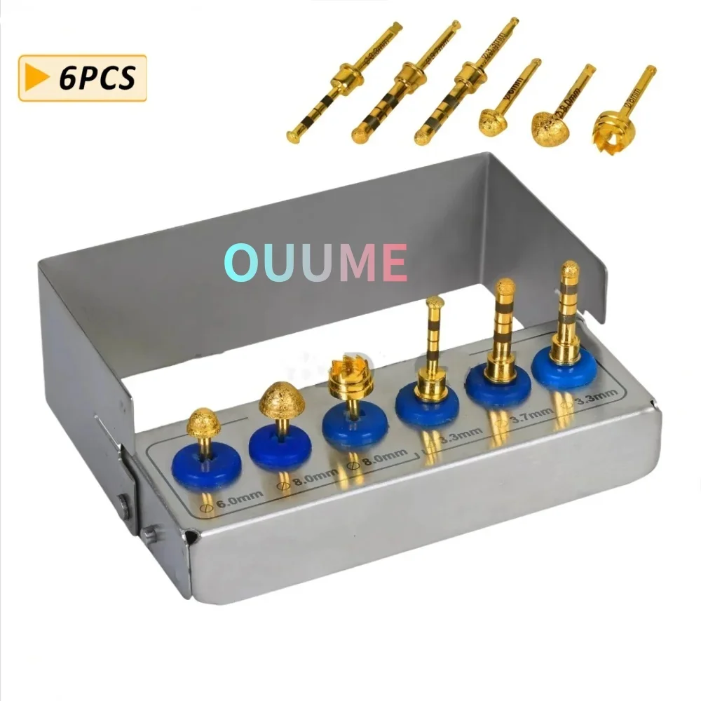 1Set 6PCS Dental Implant Sinus Lift Drills Kit Diamond Coated Lateral Reamer Bur Bone Drills Dental Implant Tool