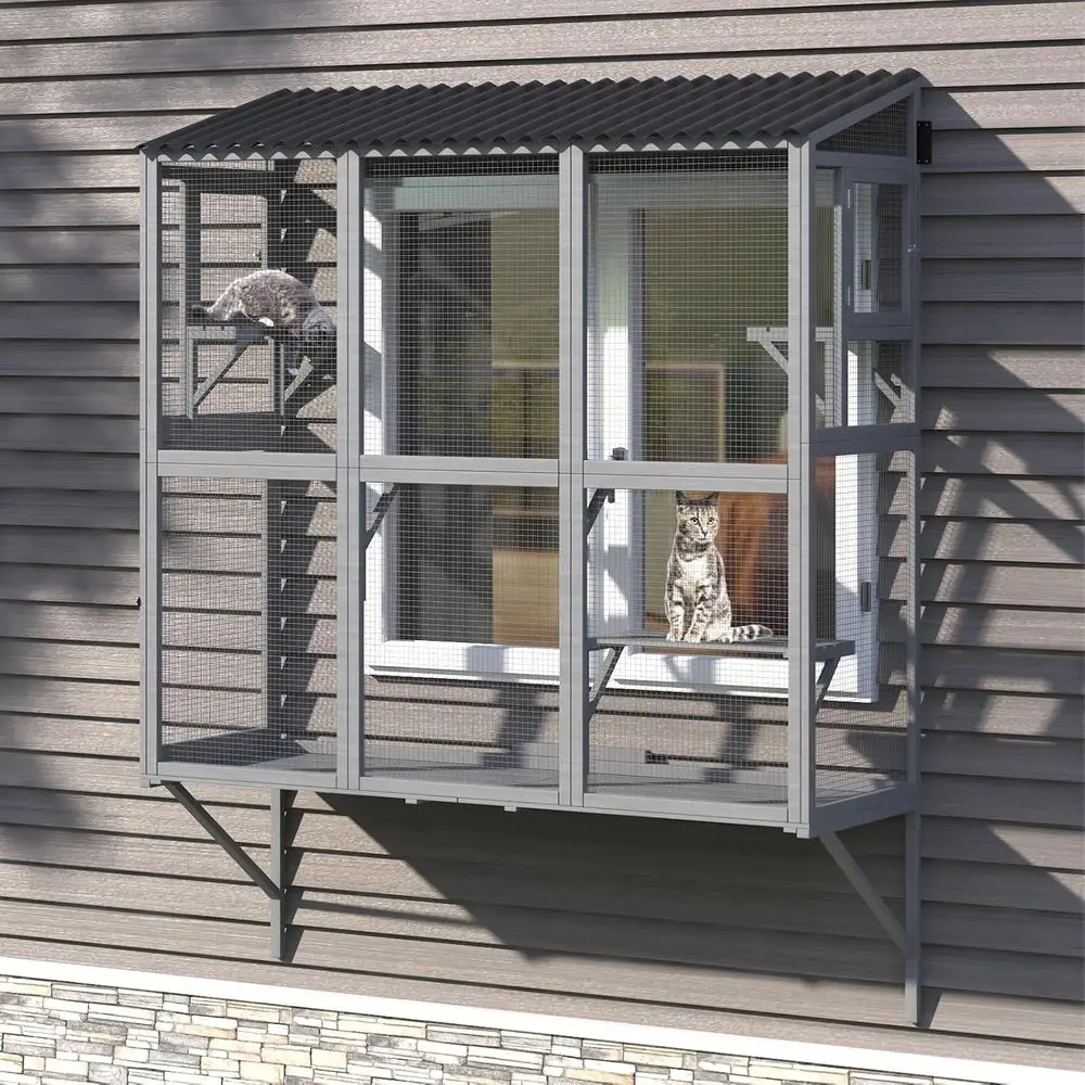 

Window Catio, Expandable Window Box Enclosure or Multiple Indoor Cats, Wooden Cat Window Perch or Playing, Suthing or All-Weathe