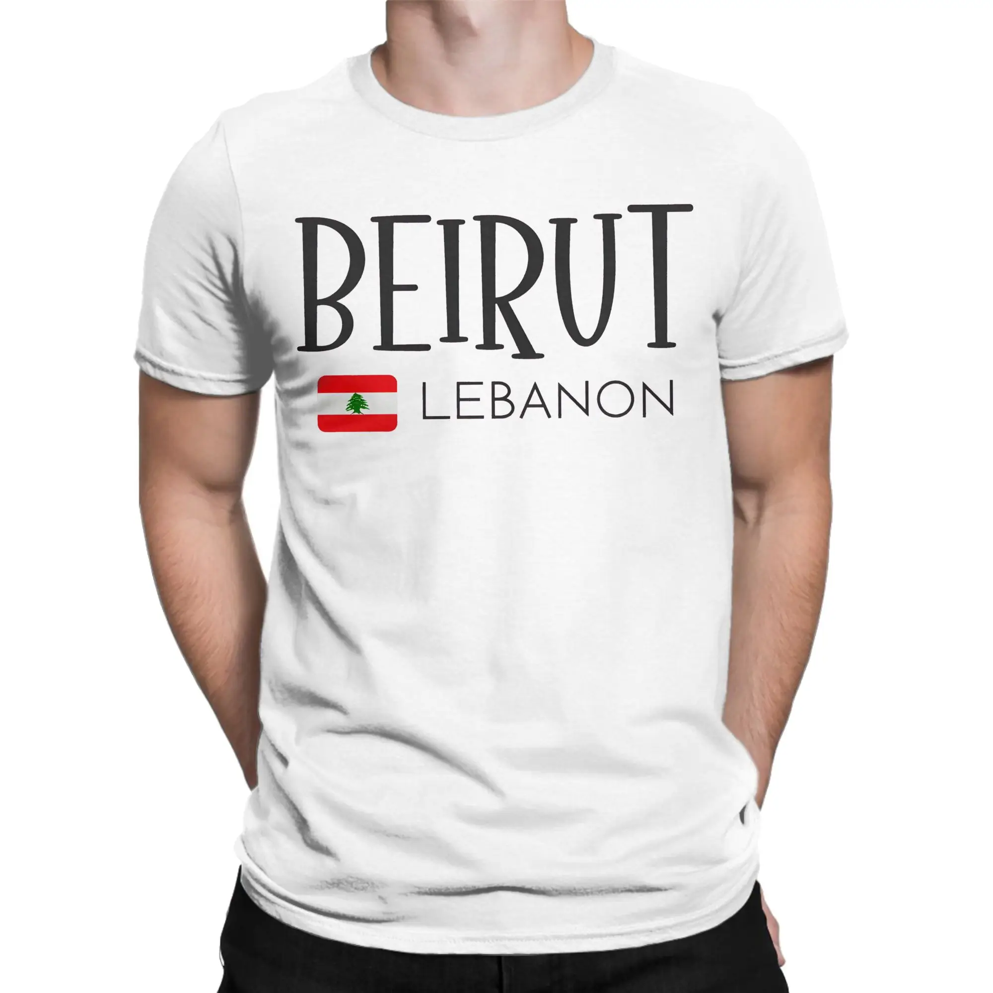 Beirut Lebanon T Shirt Summer  100 Cotton T-Shirts For Men's Casual Tee Shirt Short-Sleeve Streetwear Clothing