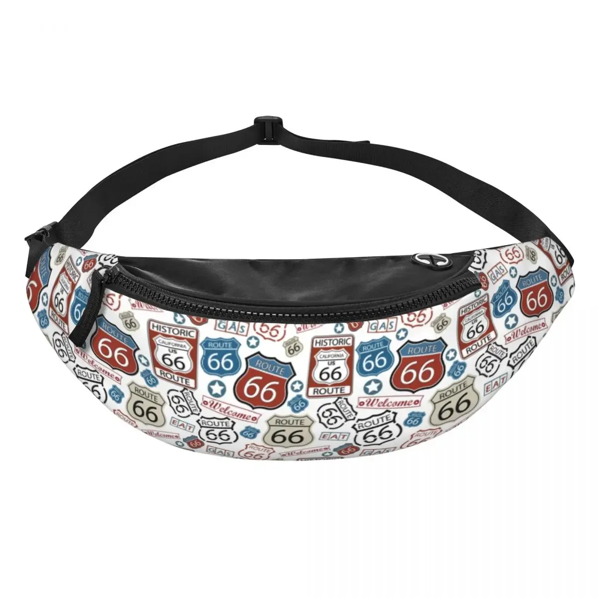 Cool Cool Route 66 Pattern Fanny Pack for Traveling Women Men USA Highways Sign Crossbody Waist Bag Phone Money Pouch