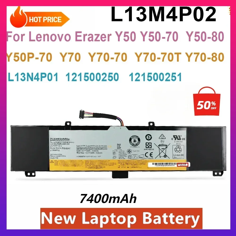 

New L13M4P02 Laptop Battery for Lenovo Erazer Y50 Y50-80 Y50-70 Y50P-70 Y70-80 Y70-70 Y70-70T Series 7400mAh L13N4P01