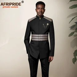 African Suits for Men Slim Fit Single Breasted Full Sleeve Brooch Embroidery Blazer and Pants Set Dashiki Outfits 2416081