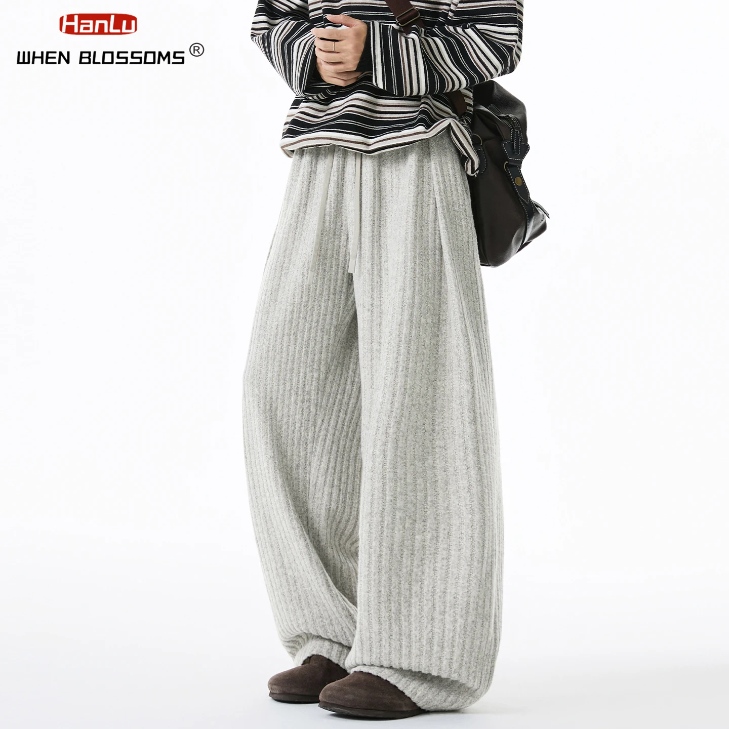 HANGLU 2025 Men's Pleated Trousers Heavyweight Drape Straight Leg Japanese Loose Fit Streetwear Casual Textured Pants