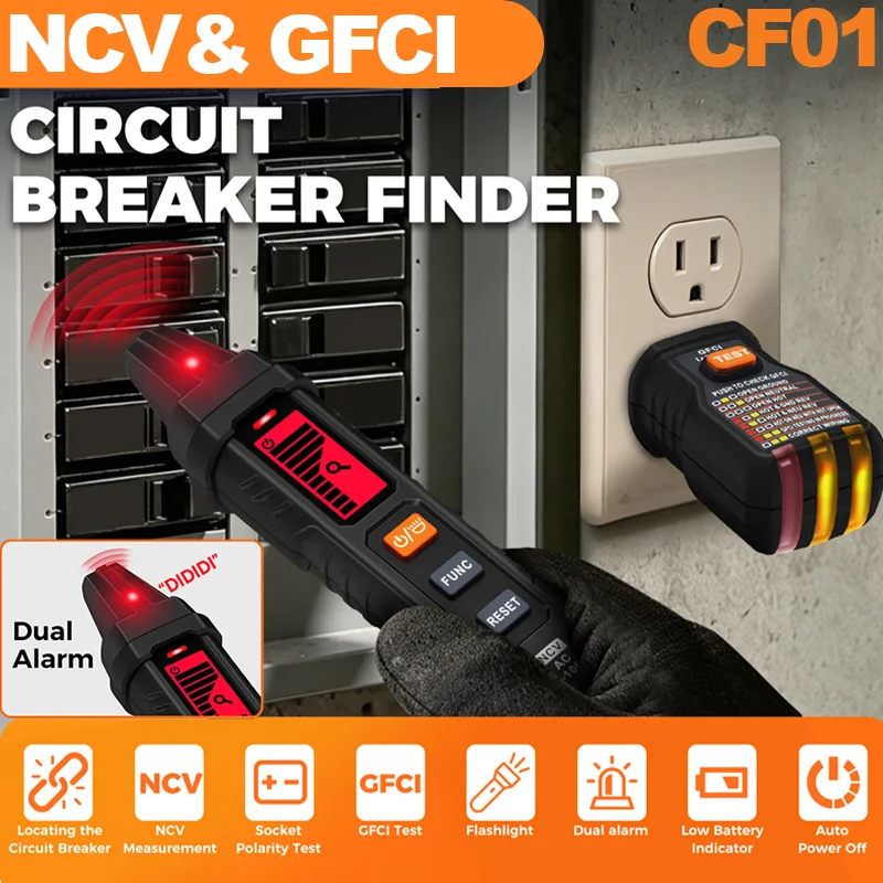 Circuit Breaker Finder Tool 120V Circuit Switch Tester Neutral/Live Wiring Detect US Plug GFCI Outlet Meter Electrician Tool