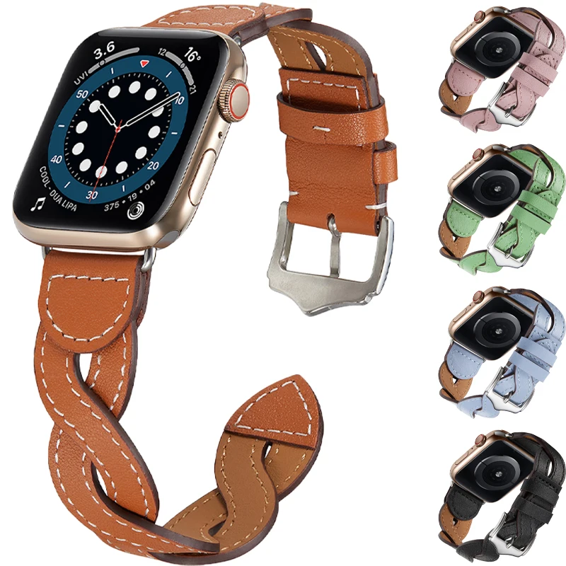 

Leather Strap For Apple Watch Band 44mm 45mm 41mm 40mm 38mm 42mm Watchband Belt correa Beltbelt iWatch Series 3 4 5 6 SE 7 Band