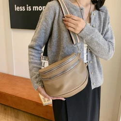 Wide strap fashion bag simple casual shoulder bag solid color light commuter Fanny pack crossbody bag chest bag