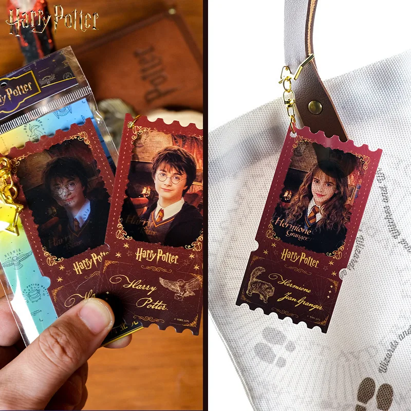 Echte Harry Potter Movie Ticket Stub Acryl Sleutelhanger Hermelien Ron Tas Rugzak Hangende Decoratie Ornament Meisjes Fans Geschenken