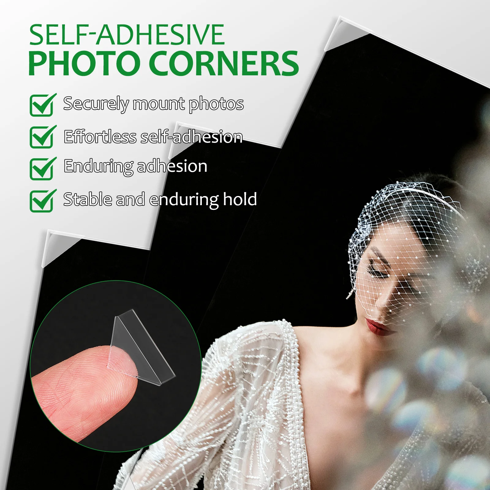 

20 Sheets Clear Photo Corners PVC Self Adhesive Photo Corner Stickers for Scrapbook Picture Mounting Album Corner Protectors