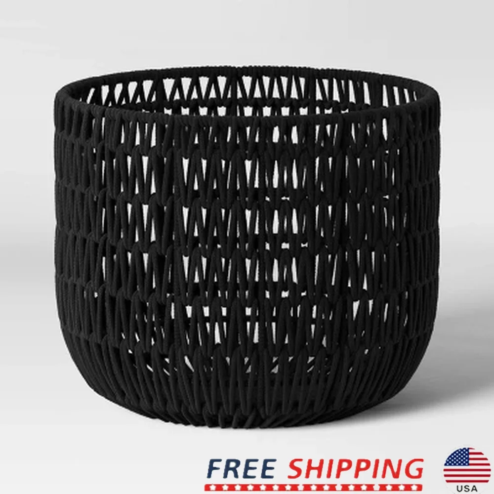 

Round Woven Rope Storage Basket Decorative Organizer 16 Inch Polyester Cotton Handcrafted Eco Friendly Spot Clean